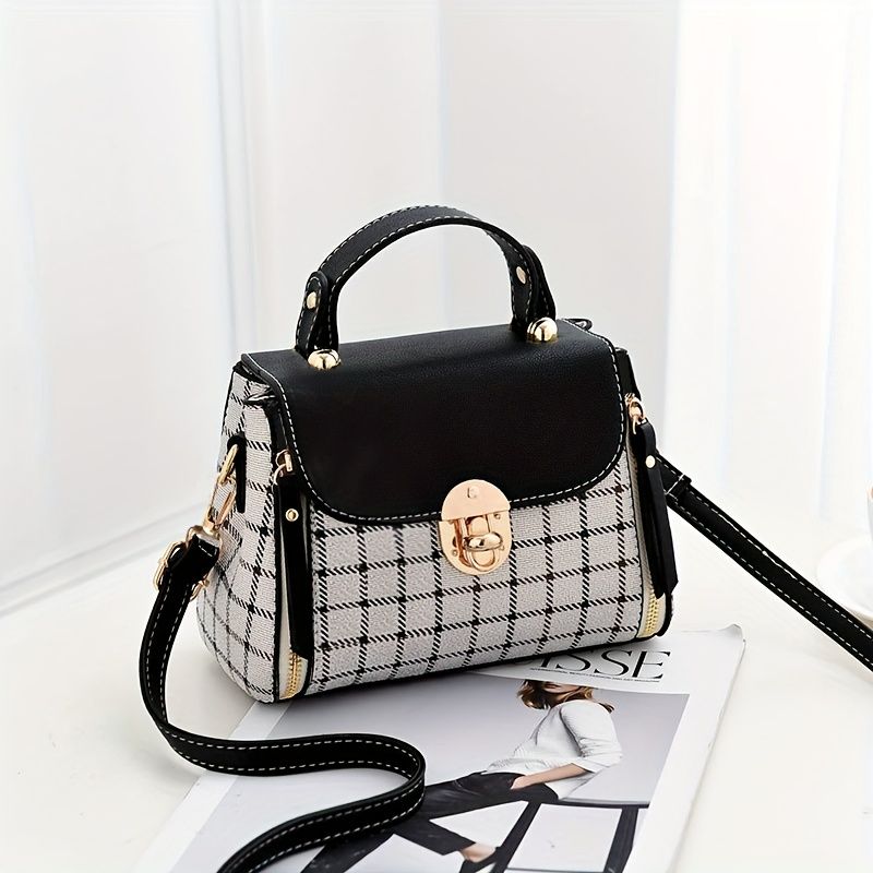 Plaid Pattern Flap Crossbody Bag